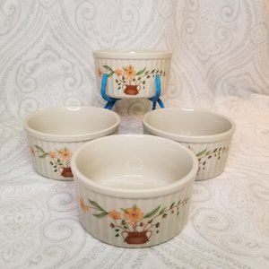 1980 JMP Marketing Countryside Stoneware Japan Individual Soufflé Ramekins EUC